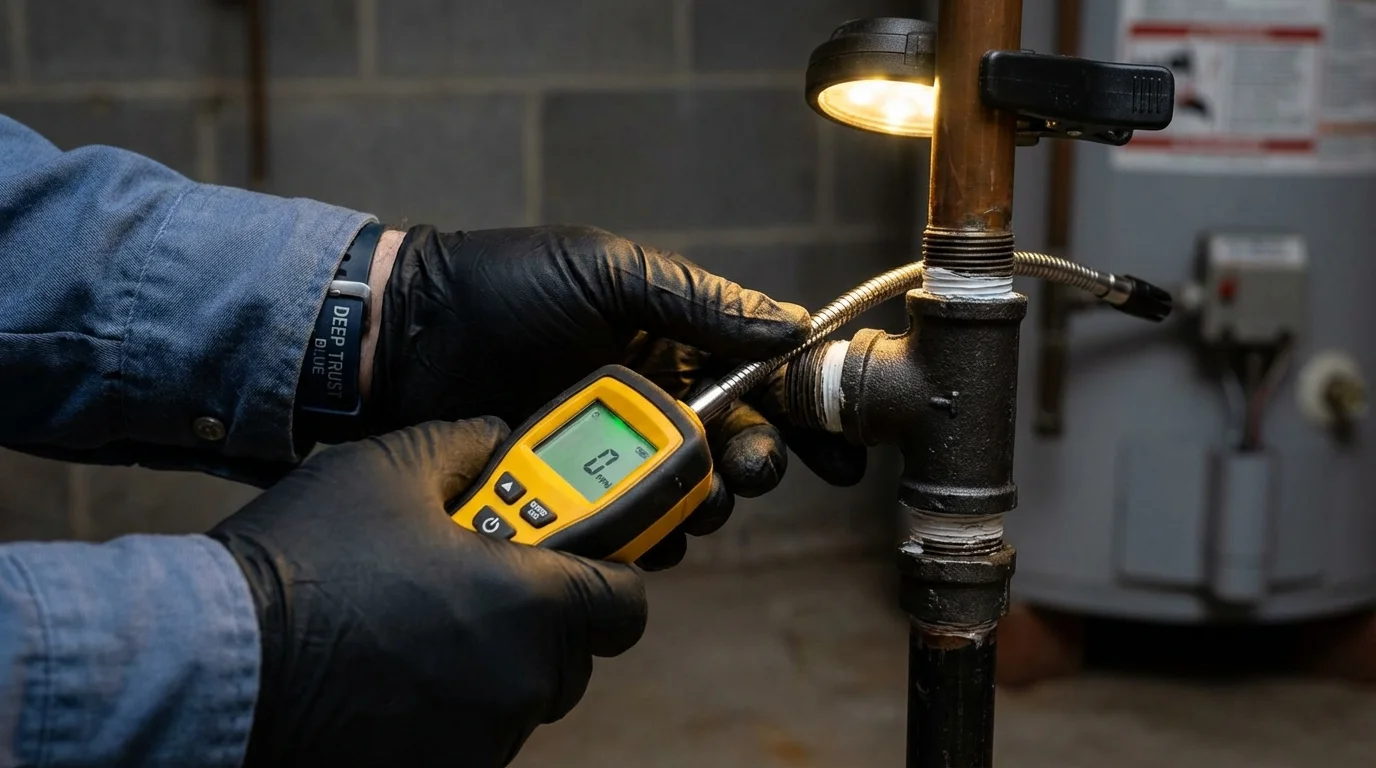 Gas leak detection with electronic sniffer by Johns Plumbing LLC in Los Lunas