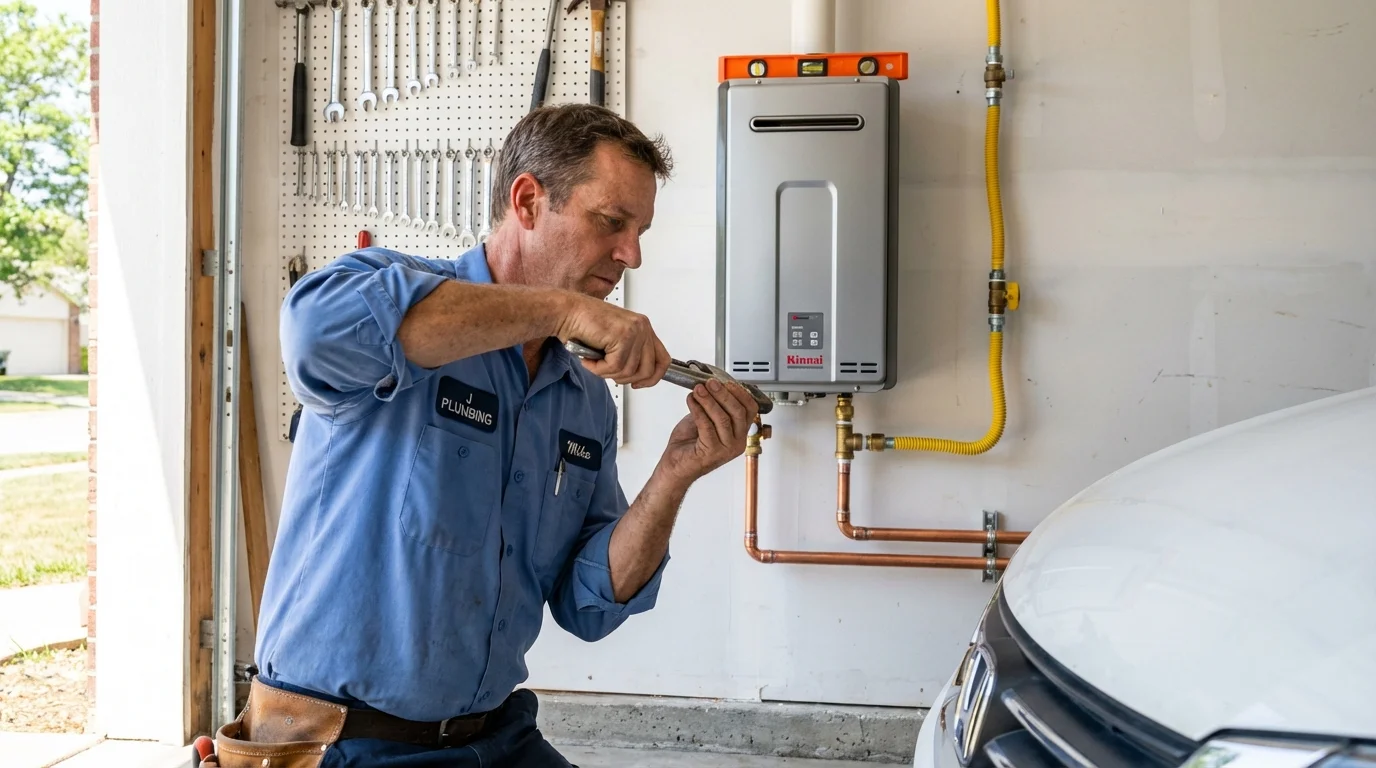Tankless water heater installation by a Johns Plumbing LLC plumber in Los Lunas